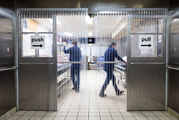 Meat cooler strip curtain