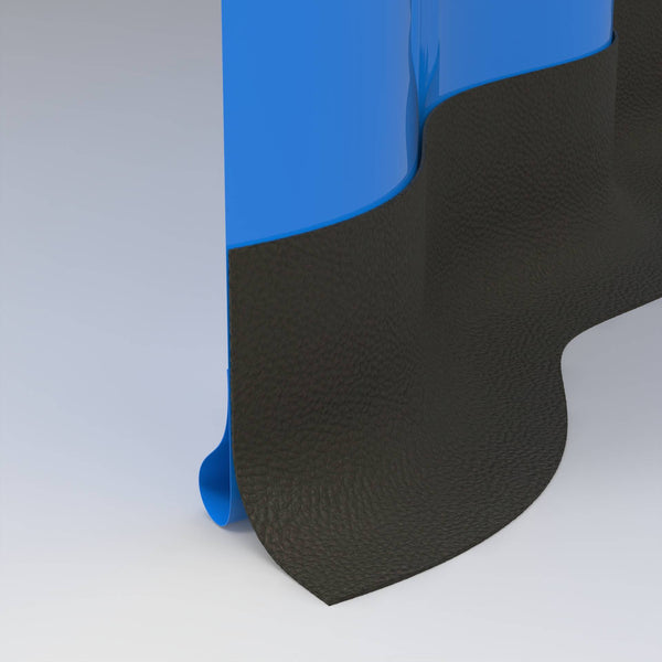 Floor sweep attachment along the hem of a curtain